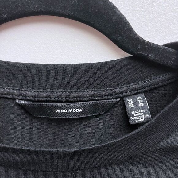 Vero Moda Women’s XS Black Nelly Ruched Knit Long Sleeve Corset Wrap Top - Picture 3 of 7